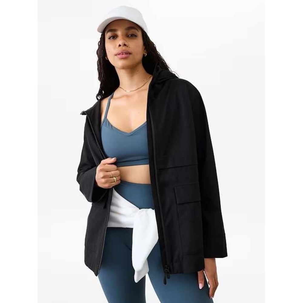 Athleta Utility Rain Jacket Black Medium New With Tags